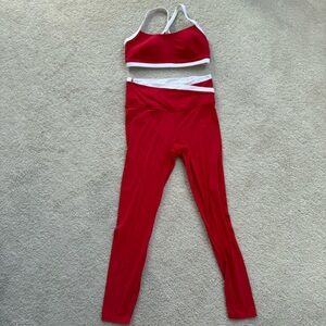 All in Motion Red and White Workout Set Size Medium